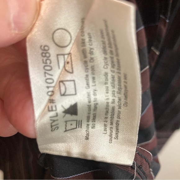 CLUB MONACO SZ L BUTTON UP BLACK BROWN 100% COTTON SHIRT - Picture 9 of 12